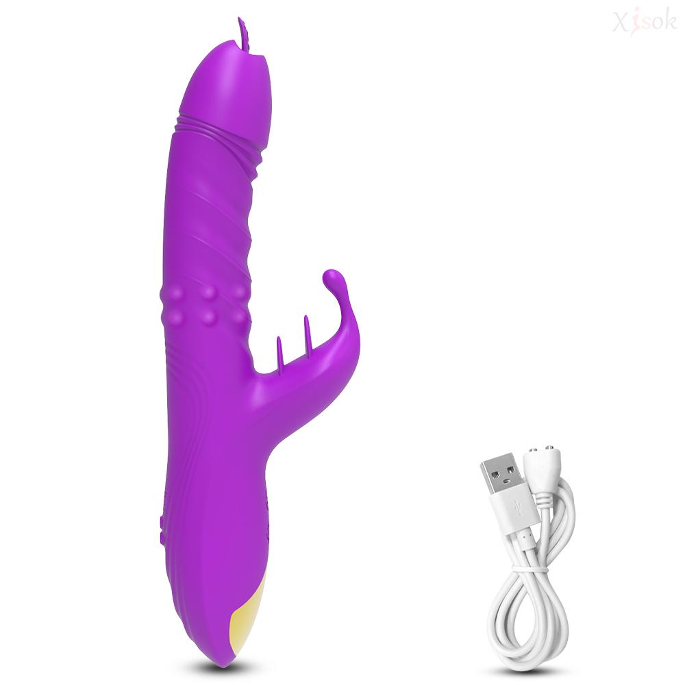 Licking Vibrator for Women Rabbit Dildo G-Spot Vaginal Stimulator Telescopic Clitoral Female Masturbator Massager Adult Sex Toys