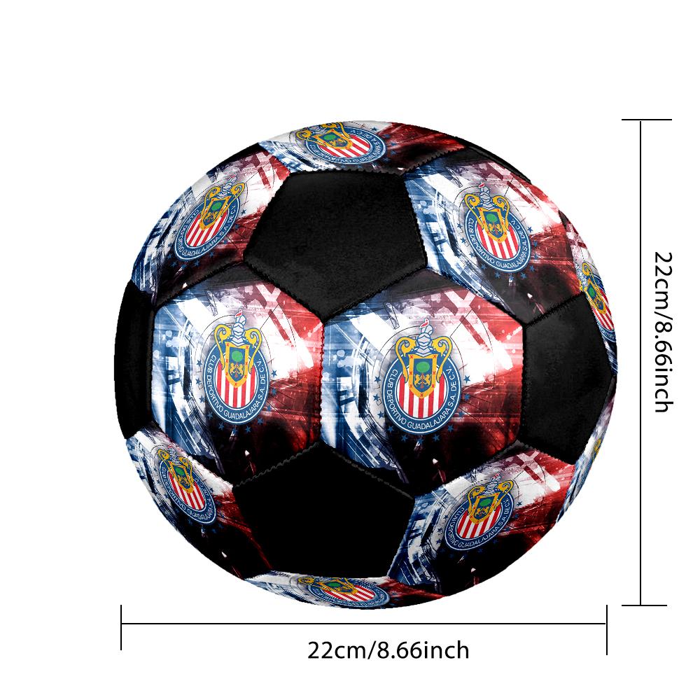 SIZE 5 C.D. Guadalajara Soccer Ball Colorful All Ages Machine Stitched PVC Competition Ready Durable High-Bounce