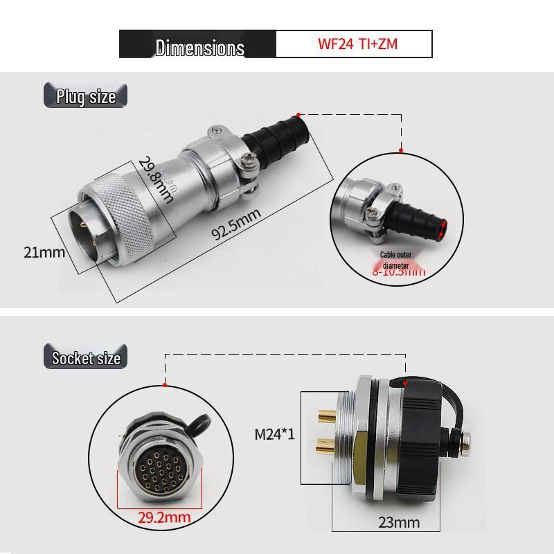 Weipu WF24 Aviation Plug 2-4 Pin Male & Female Waterproof Connector with Rear Nut Base