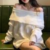 Lazy Style One-shoulder Sweater Sweater for Women Autumn and Winter Design Mid-length Loose and Versatile Outer
