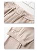 Women's 2024 Apricot Wool Blend High-Waisted Straight-Leg Cropped Pants - Casual, Loose, and Slimming for Autumn/Winter.
