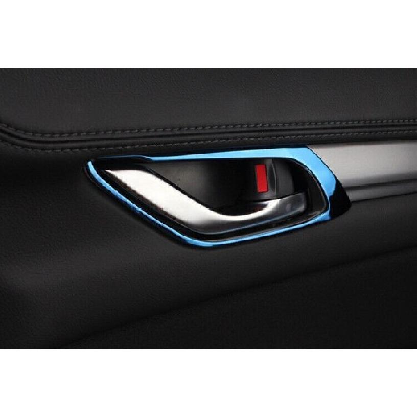 For Mazda CX-5 2017-2024 Blue Titanium Inner Door Handle Lock Frame Trim 4PCS