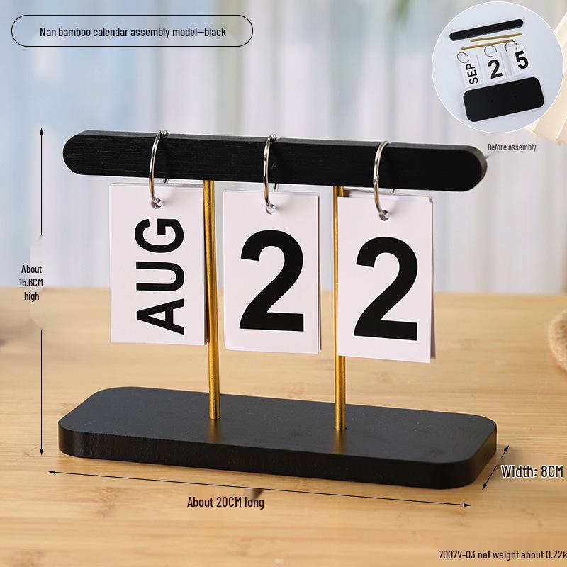Perpetual Wooden Flip Calendar: Home and Desk Decor