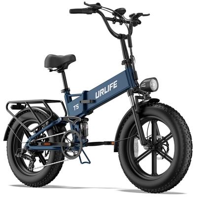 Bicicleta Eléctrica Plegable Urlife T5 Rueda Ancha de 20" Motor de 750W Full Suspension Bicicleta Eléctrica para Adultos 48V 13Ah Frenos de Doble Disco 7 Velocidades Carga Máxima 120Kg