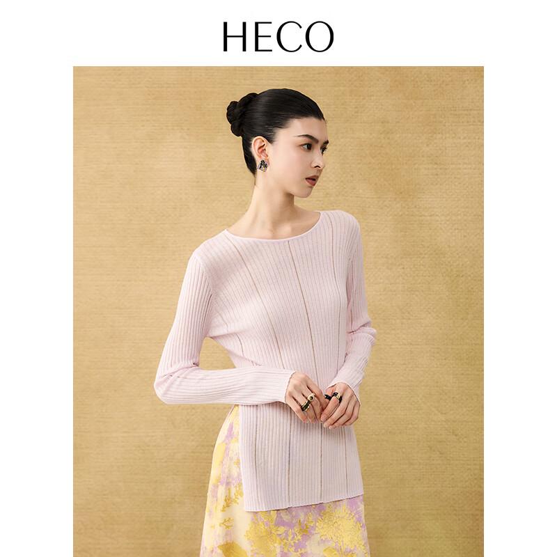 

HECO Wool Blend Round Neck Side Slit Knit Top One Size