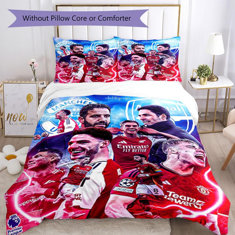 Arsenal Futbolcu Nevresim Takımı Tasarımı Oyun Odası İçin Makinede Yıkanabilir Noel Hediyesi
