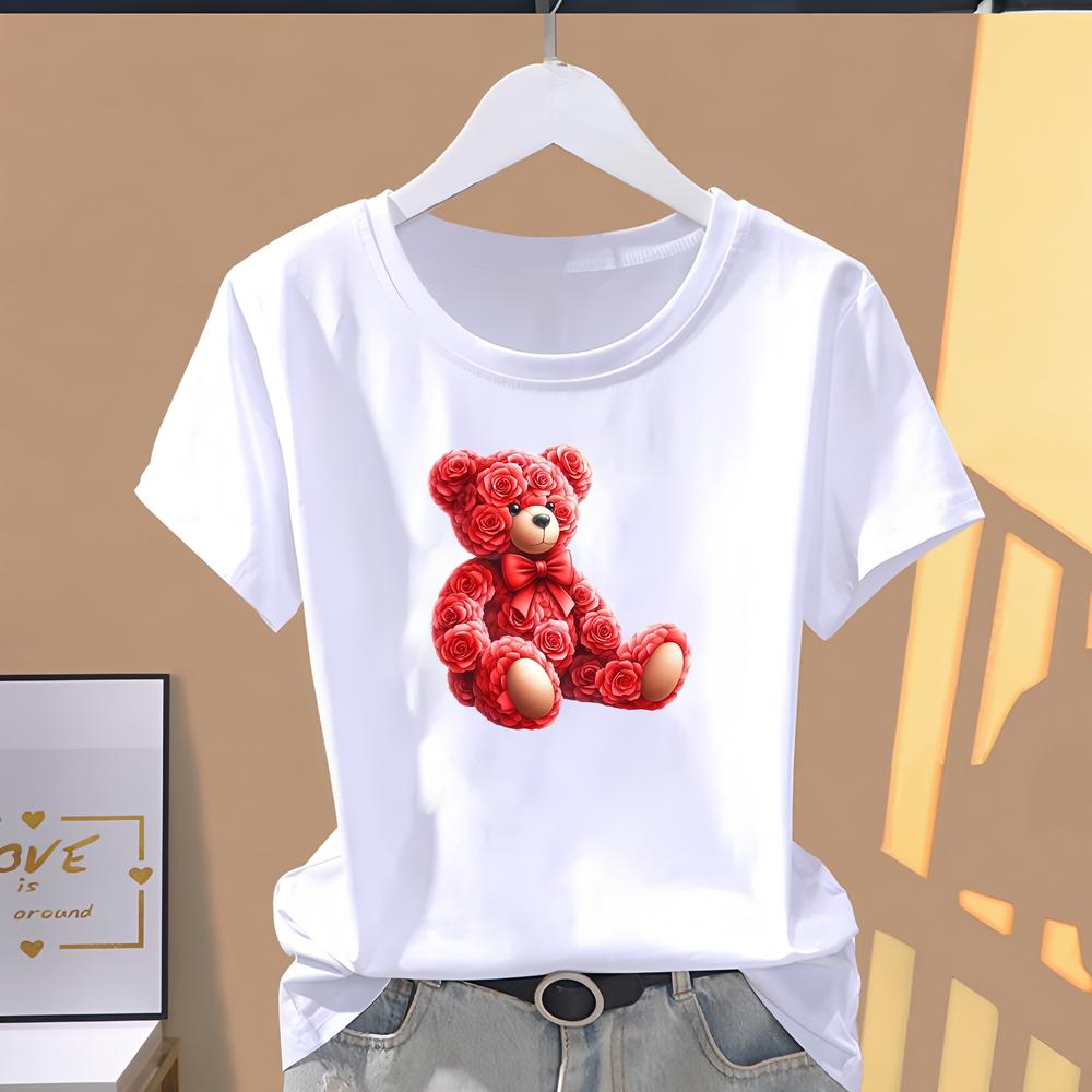 Daily wear T-shirt for women, summer trendy cute printed design, short-sleeve style.