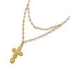 Cross Necklace Set For Women With Pearl Chain And Gemstone Pendant For Style Jewelry