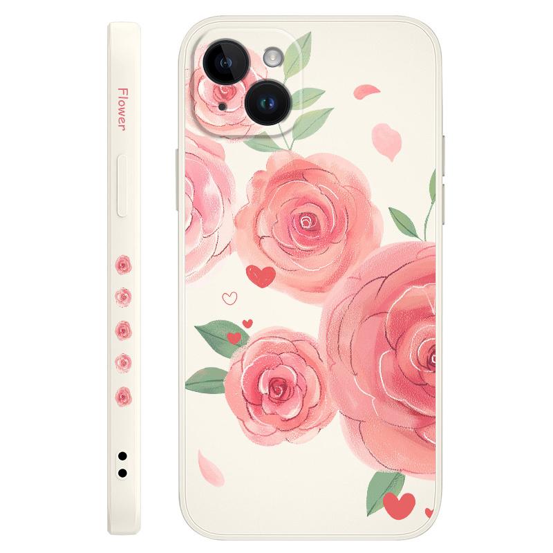 

Love Rose Phone Case For iPhone 16 15 14 13 12 11 X XR XS Plus Pro Max Mini Silicone Cover iPhone 15 ProMax