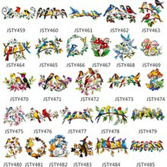 Colorful Retro Flower & Bird PVC Static Cling Removable Window Film