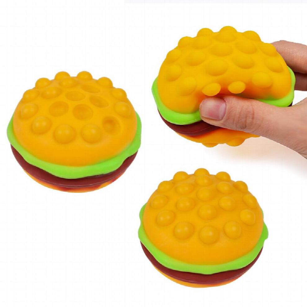 Pop Burger Stress Ball 3D Squishy Hamburger Fidget Toys Silicone Decompression Silicone Squeeze Fidget Ball Fidget Sensory Toy