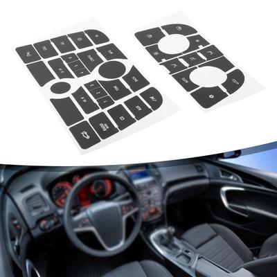 Sada samolepek tlačítek pro CD autorádio na palubní desku z černého PVC pro OPEL ASTRA J