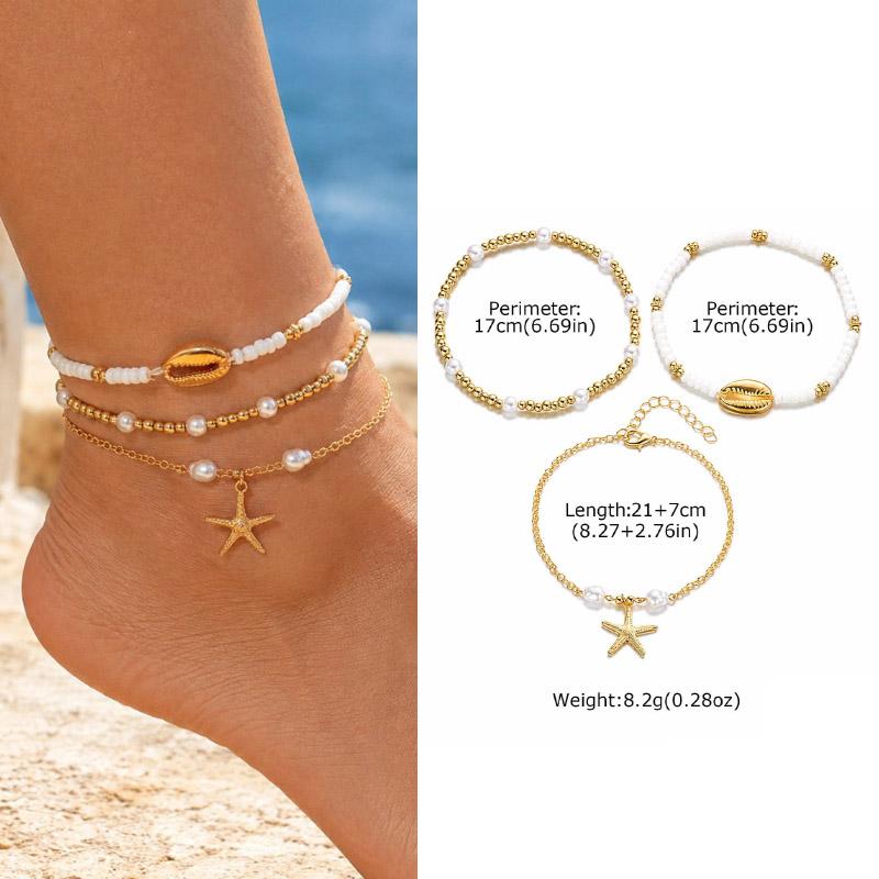 Bracelet de Cheville Superposé Imperméable pour Femmes, Chaîne de Pied Ajustable en Acier Inoxydable Doré avec Zirconia, Bijou