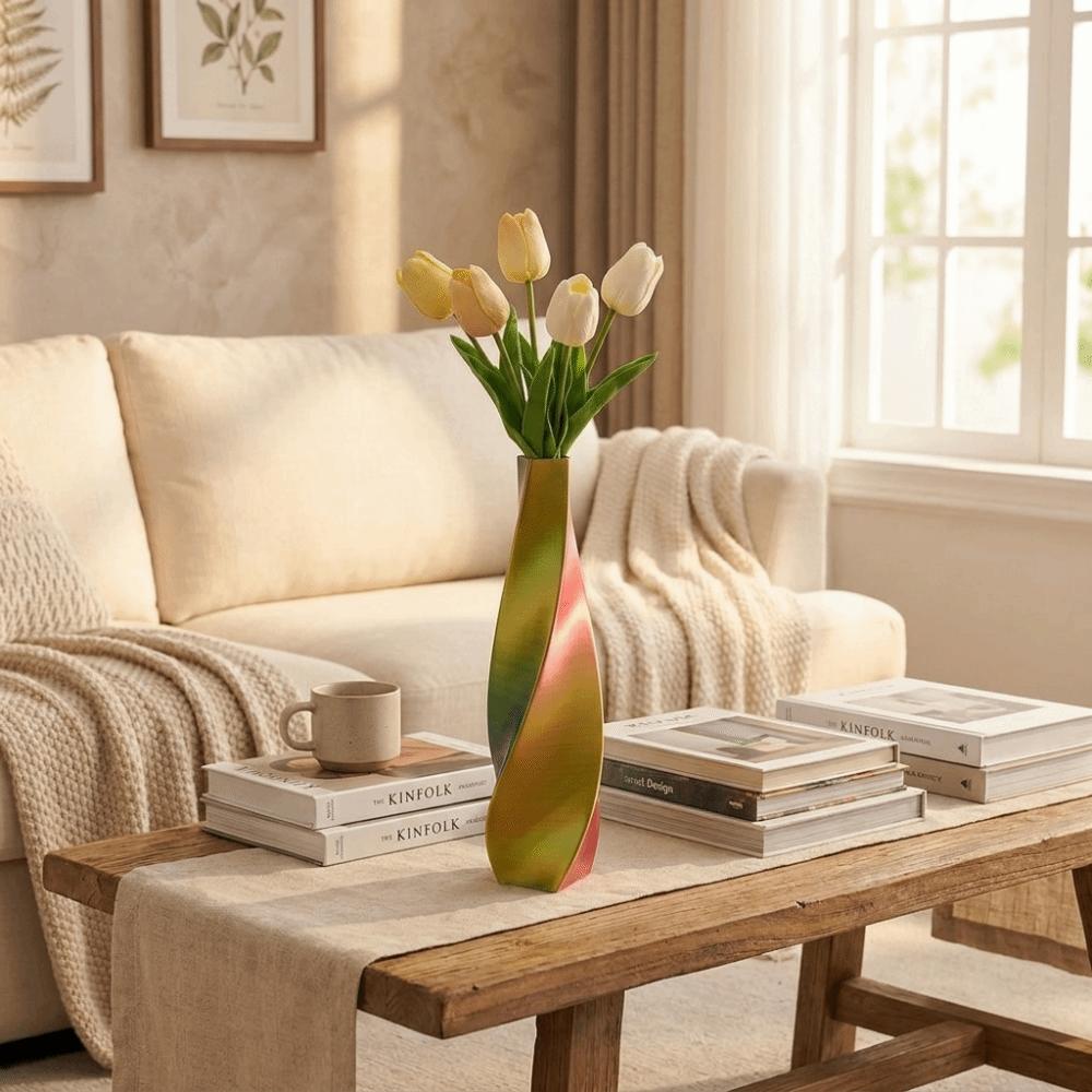 Gradient Color Modern Twisted Flower Bottle Decorative Flowerpot  Office Tabletop Ornaments