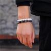 Vintage Black Agate Volcanic Stone Beaded Bracelet Summer Vacation Style Men's Natural Stone Stacked Bracelet