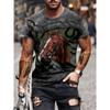 Black White Horse Graphic 3d Full Print T-shirt For Men Fashion Short Sleeve Crew Neck Tshirt Casual Summer Oversized Top