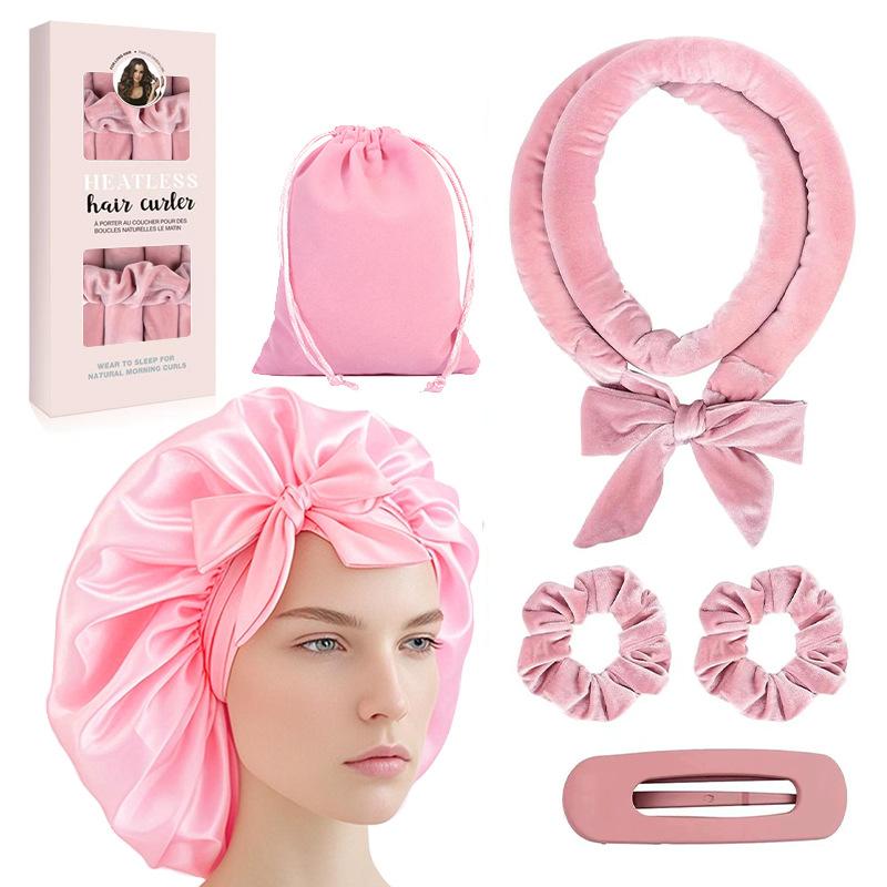 Heatless curling iron hair tie streamer coiler hairdressing big wave sleep gift box set