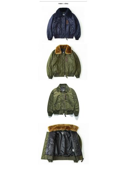 Shenwu Amei Herren Khaki B-15 Fliegerjacke Retro Baumwollparka Wintermantel