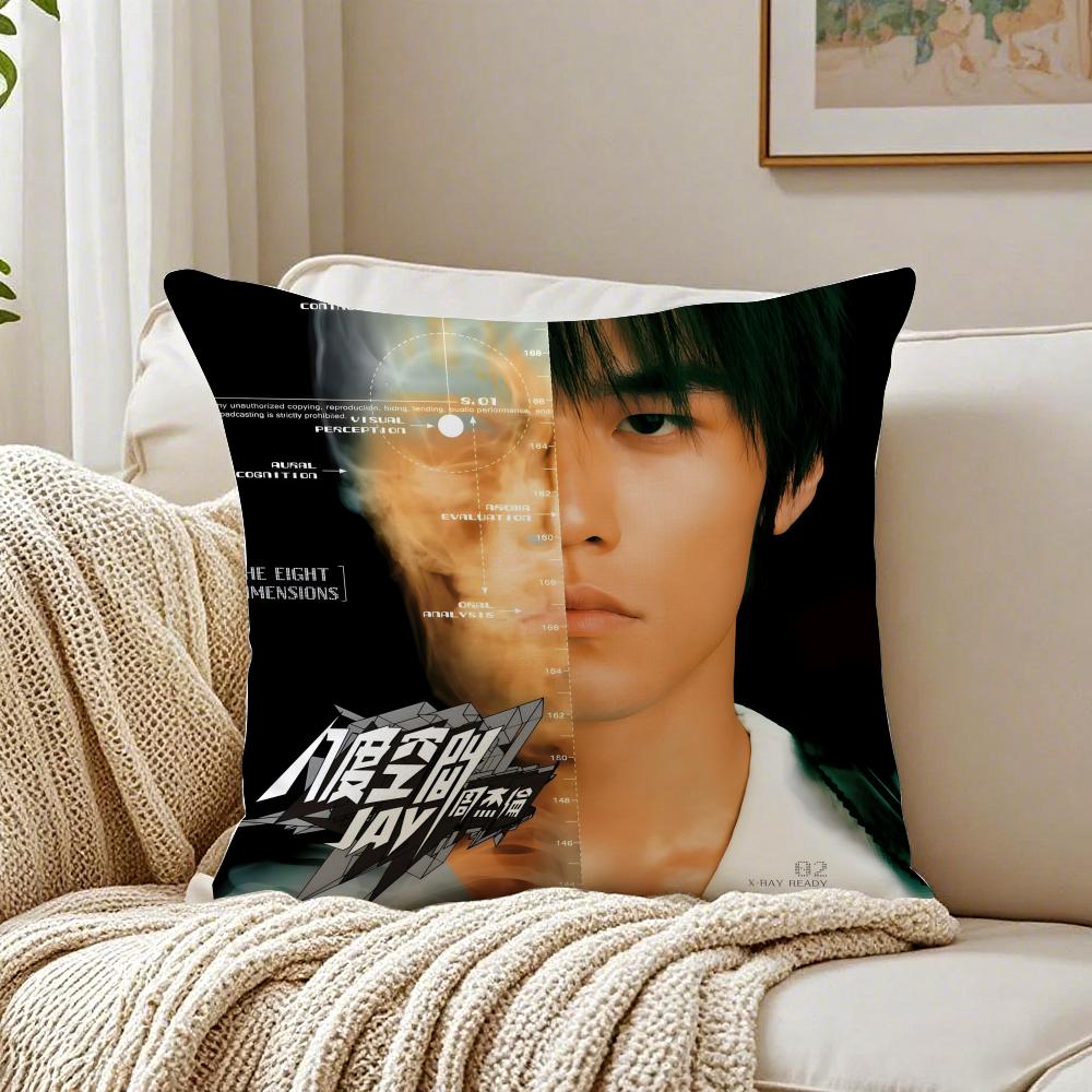 Chinese Pop JJay Chou Album Cover Cushion Cover Linen Pillowcase Soft for Sofa Bed Home Room Decor