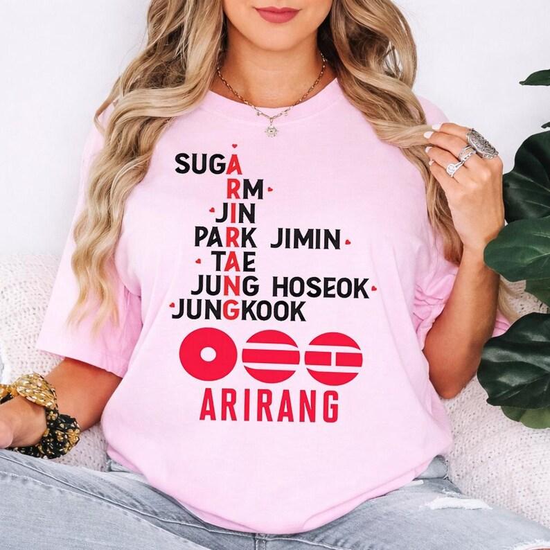 2026 Sommer Mode Trendiges T-Shirt Arirang Schwimm Tour Konzert Shirt, Bangtan Idol Gruppe Merch, Kpop Welttournee Schwimm Track 2026 Sublimationsshirt