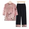 Yuzhaolin Women's New Chinese Style Summer Blouse & Cardigan Set