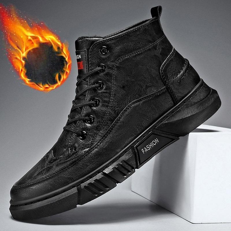Χειμερινά Ανδρικά Βαμβακερά Παπούτσια Επενδεδυμένα Ψηλά Δερμάτινα Παπούτσια Ζεστά Ανδρικά Παπούτσια Επαγγελματικές Δερμάτινες Μπότες Casual Ανδρικές Μπότες Άνετα Μινιμαλιστικά Ευέλικτα Παπούτσια