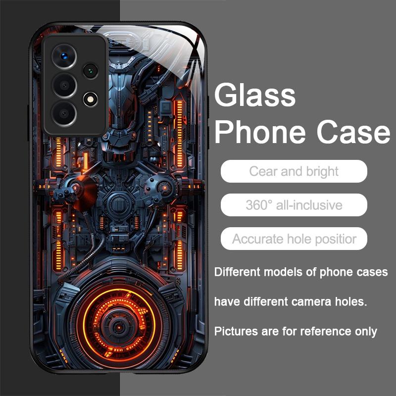 Creative Mechanical Circuit Board Pattern Glass Phone Case for Samsung Galaxy S25 Ultra S24 S23 Plus S22 S21 S20 FE A56 5G Cover