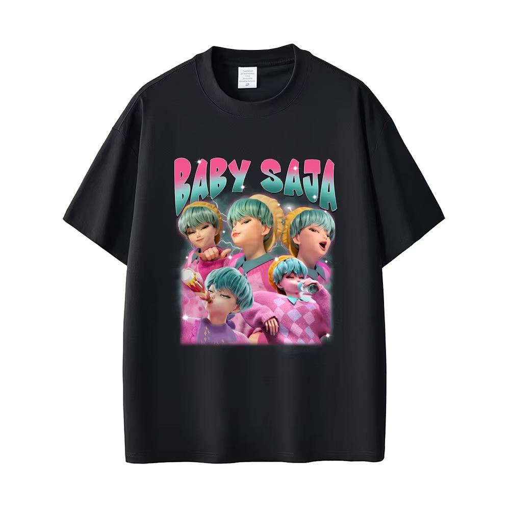 

K-pop Истребители демонов Графическая футболка Топы Каваи Милый Саджа Принт для мальчиков Футболки Ed Мужские Женские Мультяшная Мода Тренд Футболка Уличная одежда S