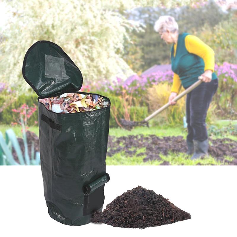 Eco-Friendly Dark Green Organic Compost Planting Bag with Lid