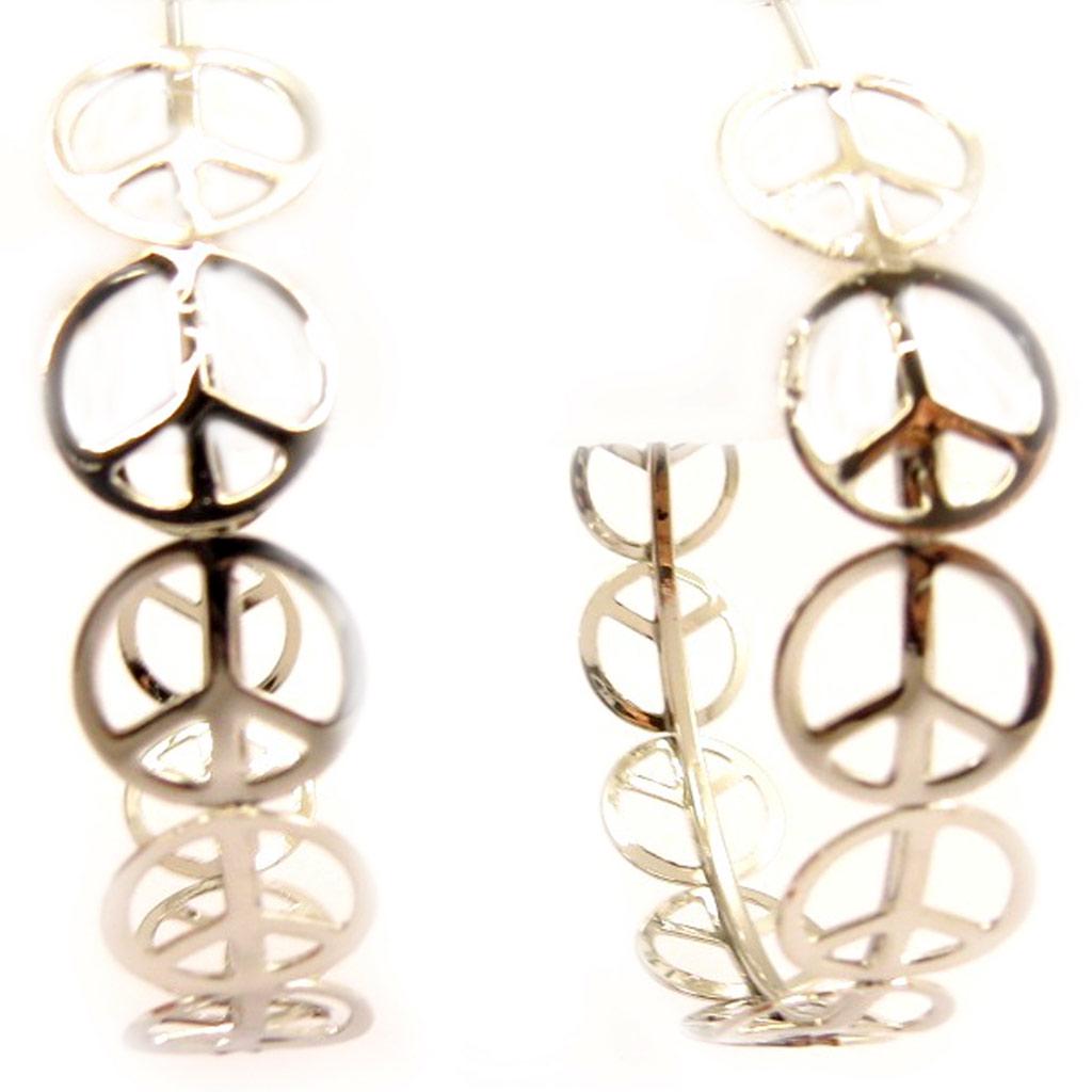 Les Trésors De Lily [L4451] - Créoles 'Peace' argenté Ø 50 mm