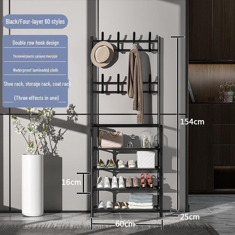 

Многофункциональная напольная вешалка для одежды и обуви с пылезащитным чехлом для общежития и дома Four-layer