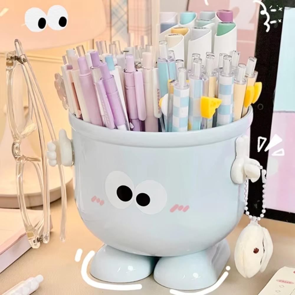 Cartoon Pen Holder Plastic Storage Box Cute Desktop Organizer