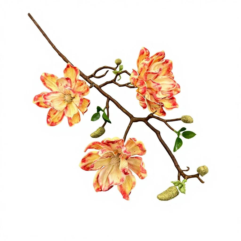 3pcs Artificial Magnolia Flower 3 Heads Large Magnolia Tree Branch for Wedding Home Decoration Outdoor Floral Arrangent