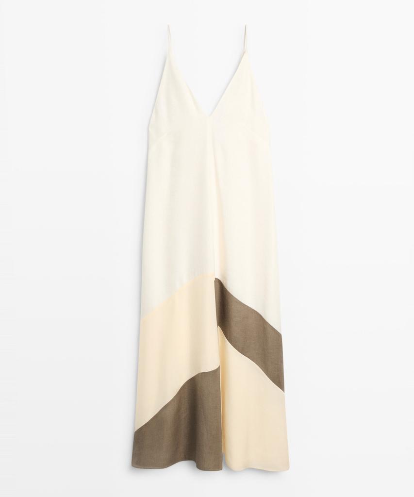 Masimodutti Color Block Fluid Midi Dress