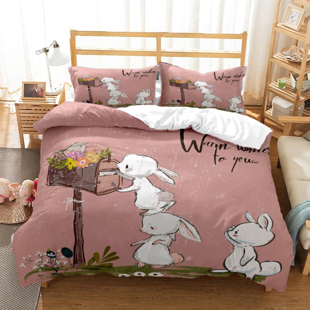Bunny HD Bedding Set Teen King Bedding Set Children's Bed Down Duvet Cover Pillow Cover Bedding Set