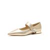 29813 [sheepskin] flat shoes women's thick heel summer 2025 new pointed one-word with Mary Jane single shoes