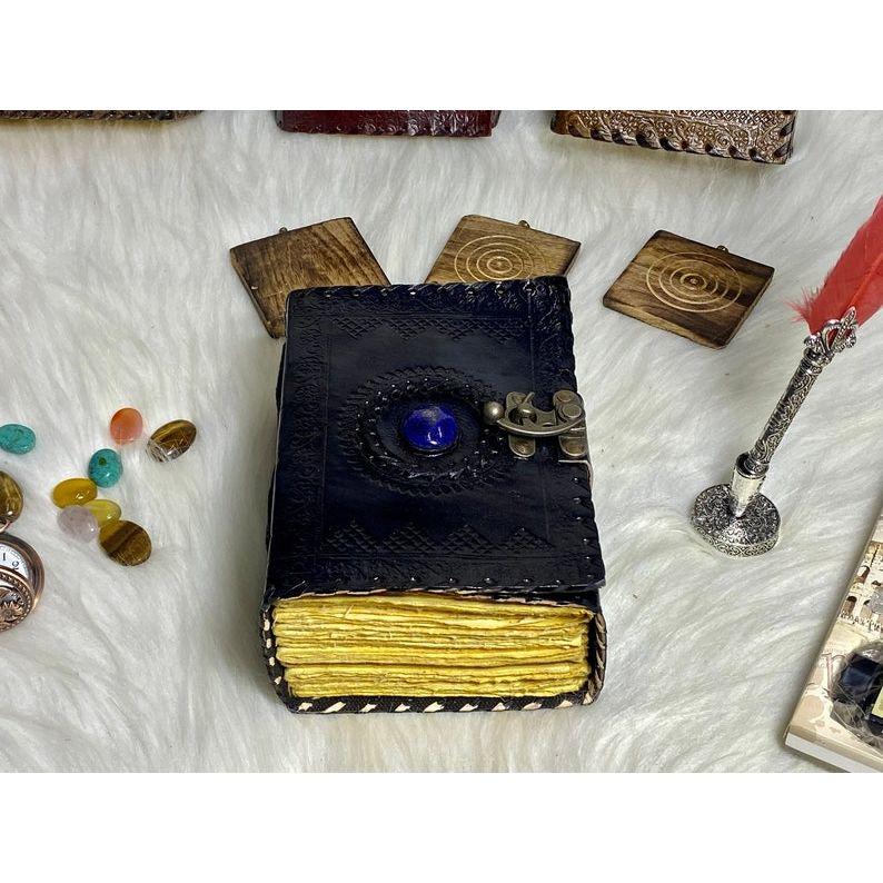 

Leather Journal Celtic Stone Vintage Blank Spell Book of Shadows junk journal Grimoire Journal Handmade Journal Gifts for him her 7 x 5 in - 200 Sheet