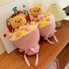 Cute Butter Bear Plush Toy Doll Transform Into A Bouquet Pillow Doll Chinese Valentine's Day Gift