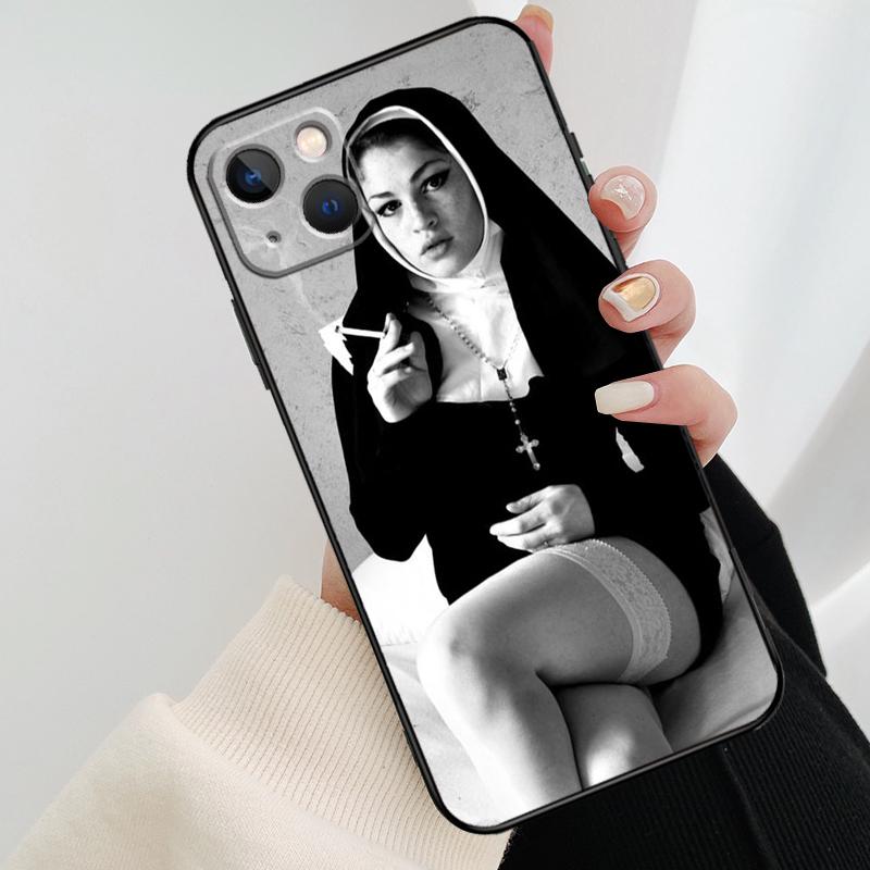 Sister Nun Kiss Phone Case For iPhone 17 Pro Max 14 13 12 11 15 16 Pro Max Mini 16 15 Plus 16e 17 Air Cover
