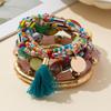 Handmade Bohemian Style Colorful Seed Bead Tassel Bracelet Women Layering Jewelry Geometric Design
