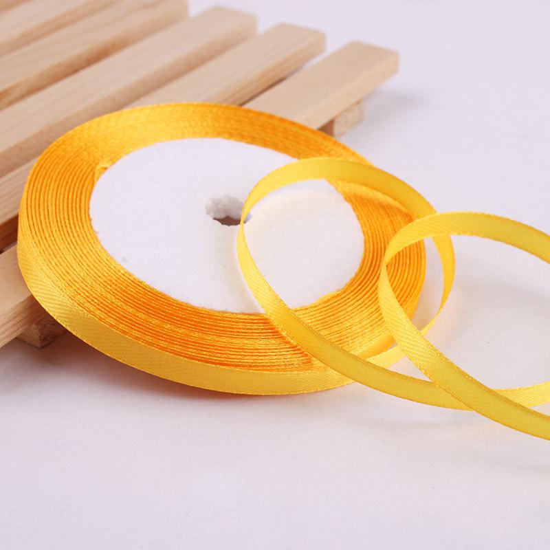 Golden Yellow Silk Ribbon for Gift Wrapping: Colorful, Satin, Woven Flowers, 0.3cm-7.5cm, Perfect for Thanksgiving