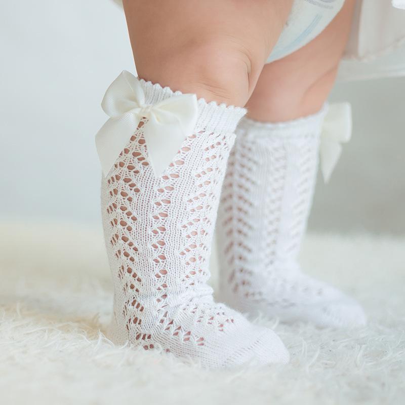 Baby Girl Socks Summer Thin Mesh Breathable High Tube Anti Mosquito Toddler Socks for 0-3Y