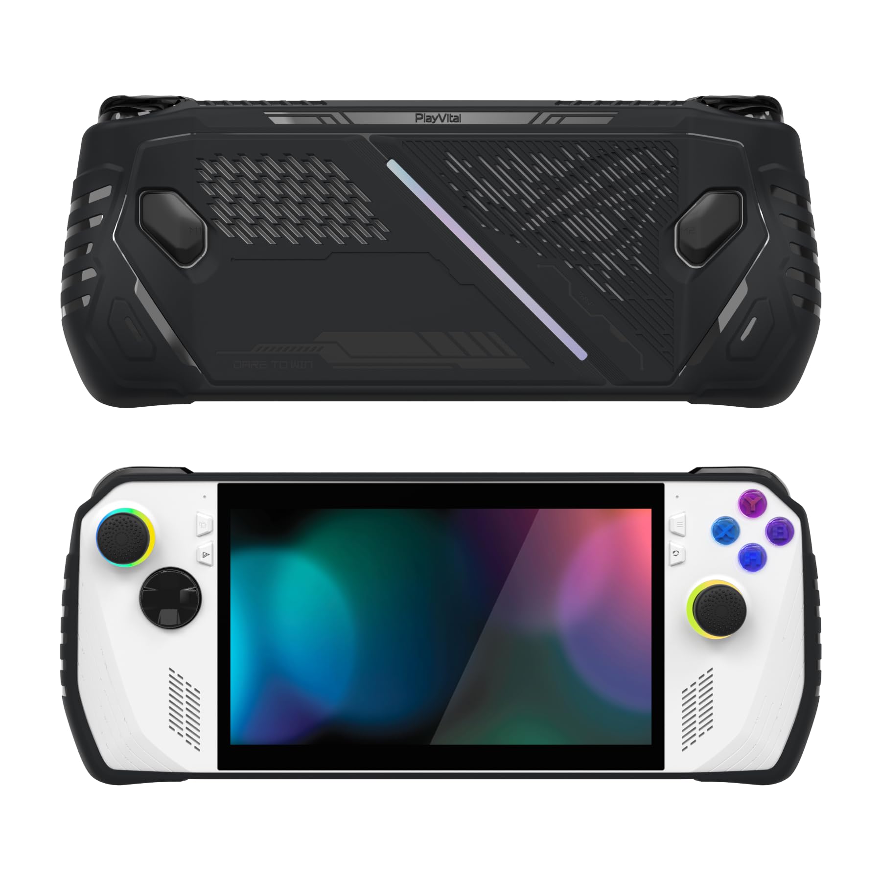 

PlayVital ABSOLUTE TPU Protective Case for ROG Ally with Anti-Slip Grip Cover, Analog Stick Caps Included, Shockproof, Accessories [Black]