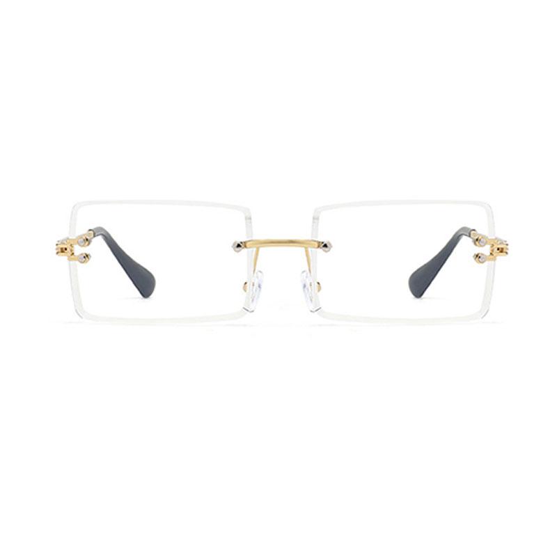 2 Pack Men's Metal Rimless Yuppie Casual Fashion Glasses With Flat Lens, Ideal Choice For Gifts