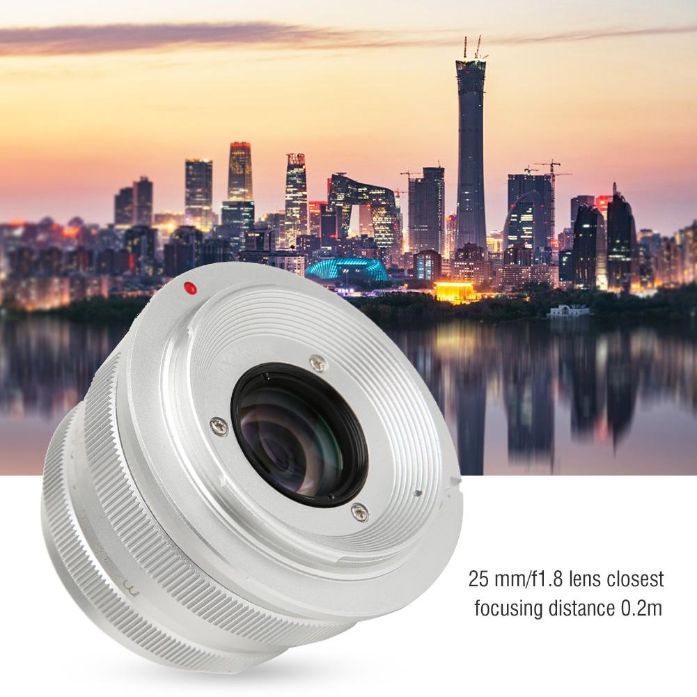 NEWYI 25mm F1.8 Mark II Szkło Optyczne Srebrny Duży Otwór Przysłony Stałoogniskowy Manualny Krajobraz Humanistyczny