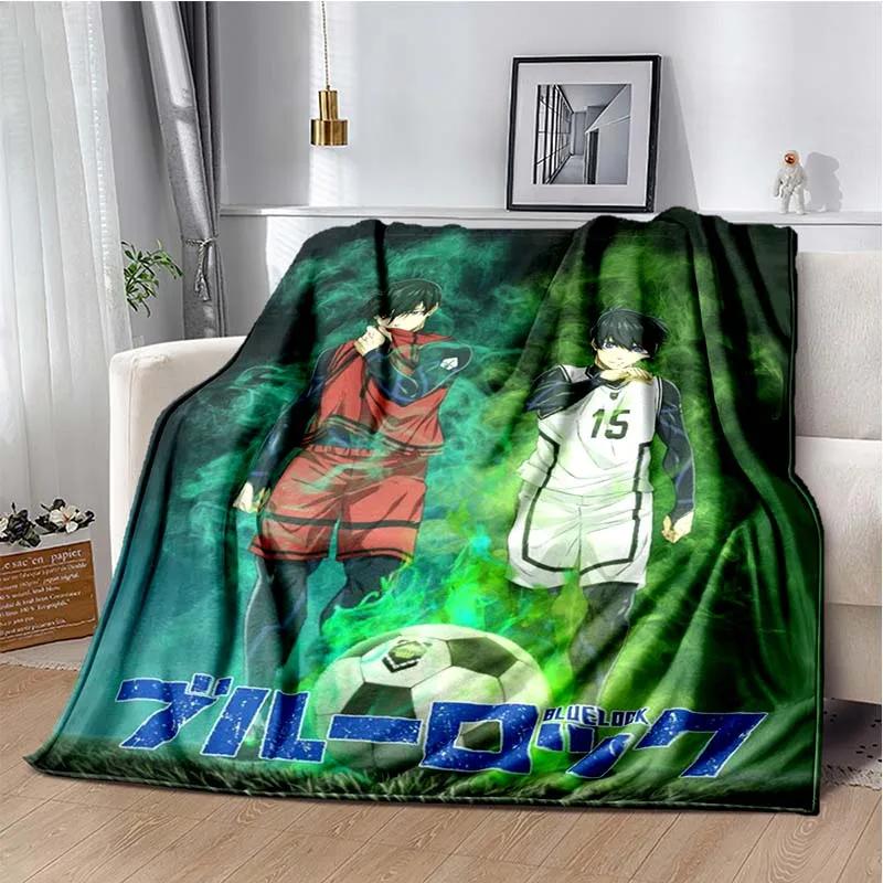 Japanese Cartoon Anime Blue Lock Flannel Throw Blanket Adult Kid Winter Warm Blanket for Bedroom Living Room Sofa Travel Picnic