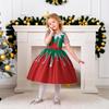 Vestido de Piano de Cetim de Desenho Animado de Natal Europeu e Americano para Meninas