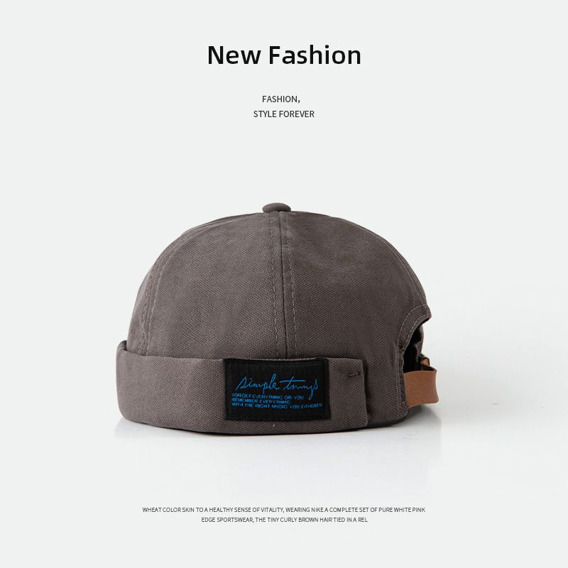 

Skullcap Men s Trendy Japanese Style Yuppie Street Retro Hat Women s Spring and Summer Easiest for Match Fashion Brimless Chinese Landlord Hat Side Black Label melon skin-Gray All yards