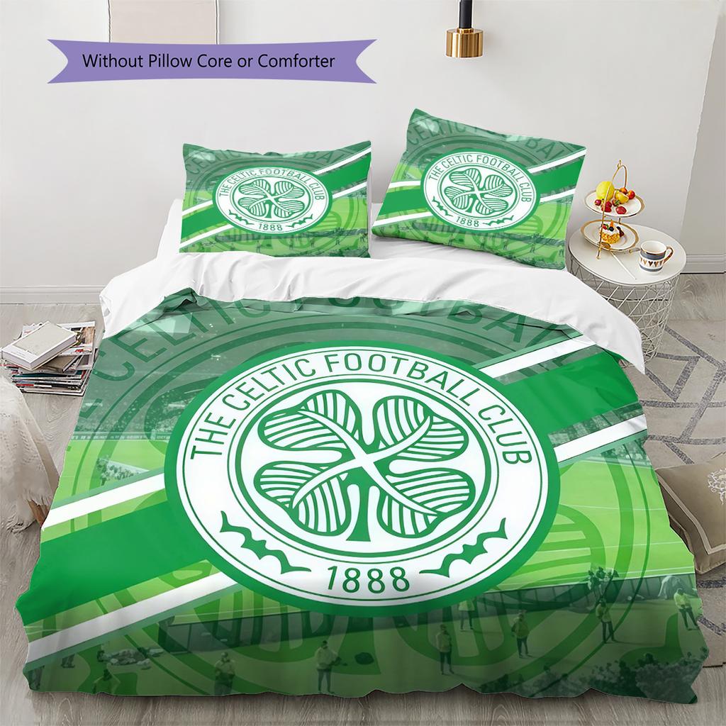 Ensemble de couette Celtic Football Club Housse de couette Taie d'oreiller Décoration de maison Cadeau d'anniversaire (1 housse de couette + 2 taies d'oreiller, sans garniture.)