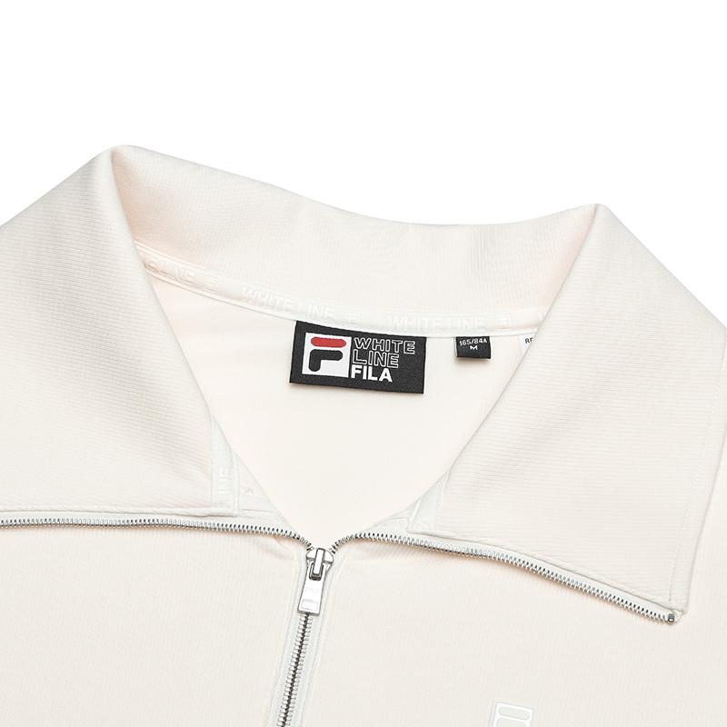 Fila Fleece Half-Zip Polo Sweatshirt Women Tops Mist-Lotus-White F11W513207FIV